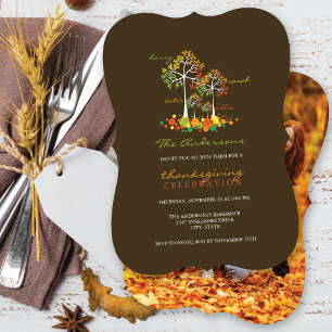 Convite Festa de Ação de Graças com Árvores da Família Out