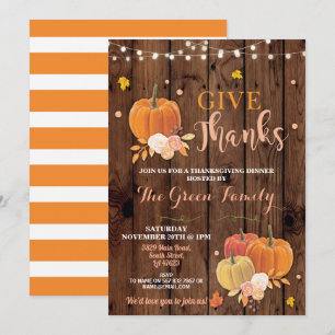 Convite Festa de Ação de Graças Janta de Abóbora de Madeir