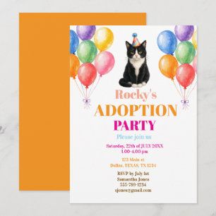 Convite Festa de Adoção Dia da Captura Gato Tuxedo Animal 