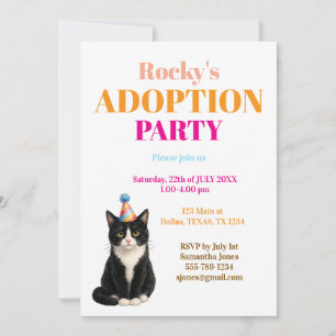 Convite Festa de Adoção Dia da Captura Gato Tuxedo Animal
