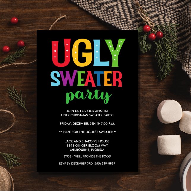 Convite Festa de Adultos do Office Ugly Sweater de Natal (Christmas Ugly Sweater Office Adult Party Invitation)