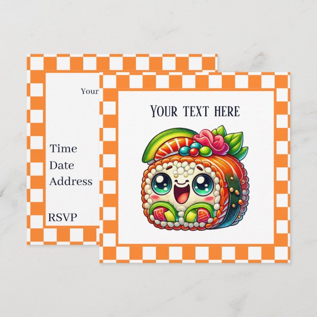 Convite Festa de amantes de sushi (Frente/Verso)