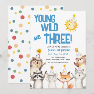 Convite Festa de Animais da Floresta de Festa aniversário 