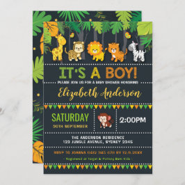 Convite Festa de Animais Safari Chá de fraldas da Selva-Ce