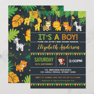 Convite Festa de Animais Safari Chá de fraldas da Selva-Ce