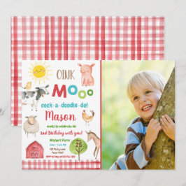 Convite Festa de Animais Vermelhos do velho MacDonald Barn