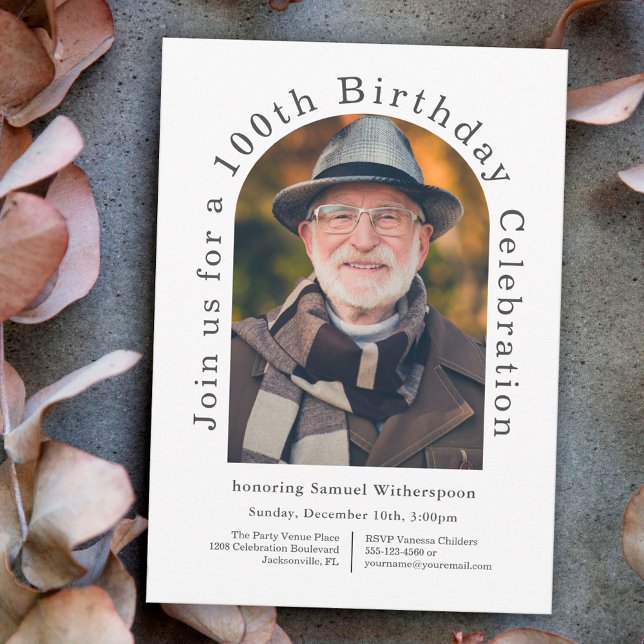 Convite Festa de aniversário 100ª simples com 2 fotos (Criador carregado)