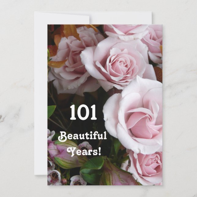 Convite Festa de aniversário 101rua - Buquê Rosa Rosa Rosa (Frente)