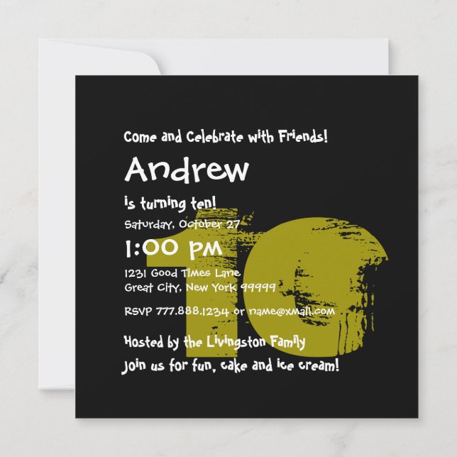 Convite festa de aniversário 10 anos Grunge Z02B (Verso)