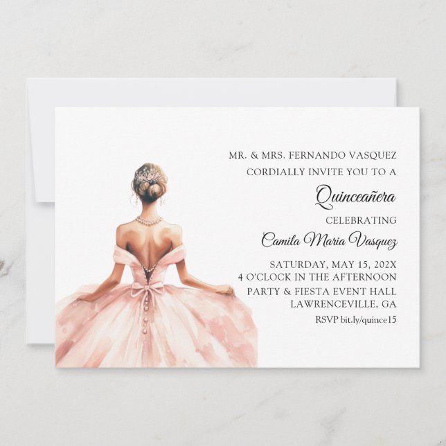 Convite Festa de aniversário 15 da Princesa espanhola Mis  (Frente)