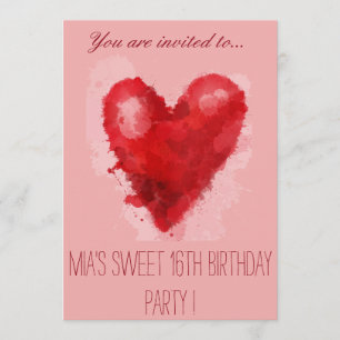 Convite festa de aniversário 16ª de arte rosa