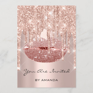 Convite Festa de aniversário 16º Lábios de Beijo com Ro