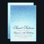 Convite Festa de aniversário 16 Azul brilhante Doce<br><div class="desc">Personalizar para qualquer evento</div>