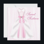 Convite Festa de aniversário 16 rosa, cor-de-rosa, doce e<br><div class="desc">Festa branca rosa vestido cor-de-rosa doce dezesseis convites de aniversário. Peças de coordenação disponíveis mediante pedido por correio eletrônico.</div>