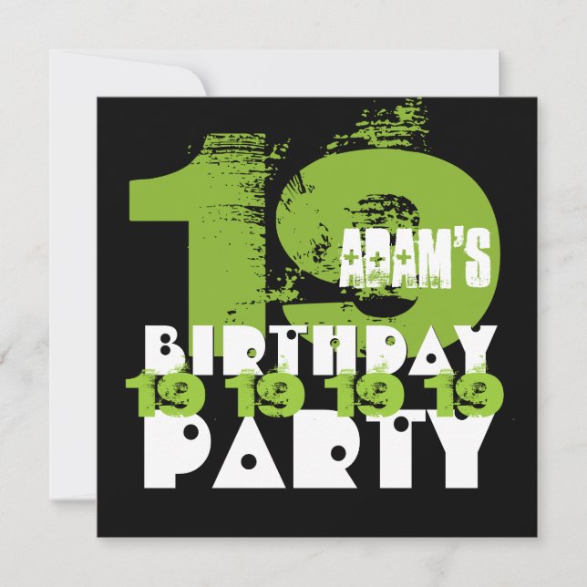 Convite festa de aniversário 19 Anos Grunge Z19A (Frente)