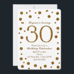 Convite Festa de aniversário 30 de pontos brilhantes branc<br><div class="desc">Convites de festas de aniversários 30 30 de pontos brilhantes brancos e Dourados.</div>