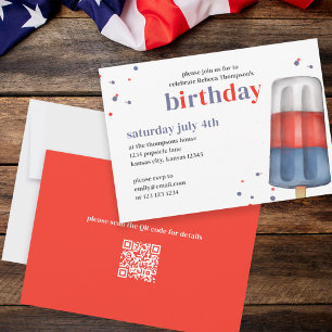 Convite Festa de aniversário 4 de julho Personalizado