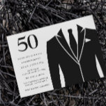 Convite Festa de aniversário 50ª com naipe preto<br><div class="desc">Convite de aniversário Black Suit & Tie 50th Ver coleção correspondente em Niche e Nest Store Muitos obrigados</div>