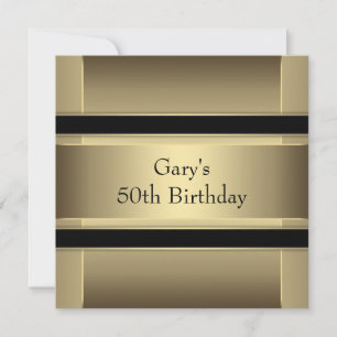 Convite Festa de aniversário 50ª Dourada preta