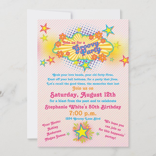 Convite festa de aniversário 50ª fonte de alimentação do v (Frente)