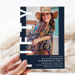 Convite Festa de aniversário 50ª Foto 50ª Moderna FIFTY<br><div class="desc">Marque o grande "Cinco-O" com talento! Nosso convite de 50 anos moderno foi projetado para ser tão tendencioso quanto você. Com um fundo azul-marinho elegante que você pode mudar facilmente para qualquer cor desejada e um texto 'FIFTY' branco ousado, é a maneira perfeita de definir o tom para uma celebração...</div>
