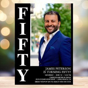 Convite Festa de aniversário 50ª Foto 50ª Moderna FIFTY
