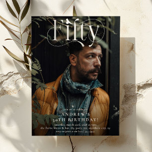 Convite Festa de aniversário 50ª Foto Elegante FIFTY