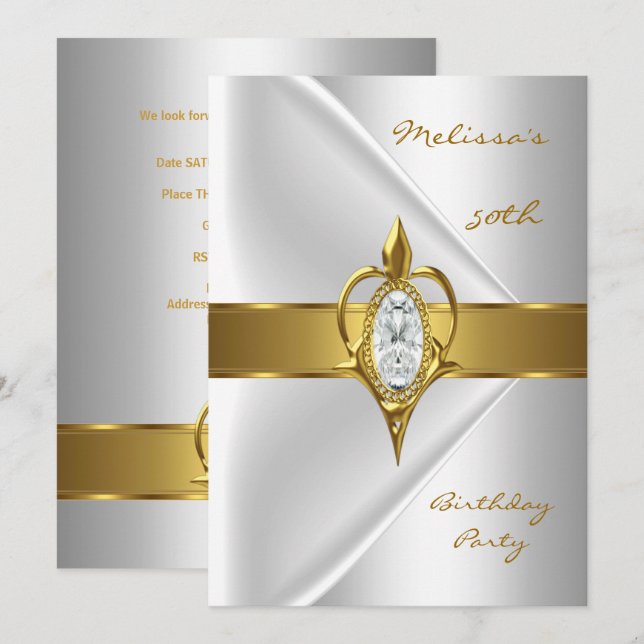 Convite Festa de aniversário 50ª Ojoia de ouro do Diamante (Frente/Verso)