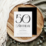 Convite Festa de aniversário 50ª Simples Elegante<br><div class="desc">Convite de aniversário 50 Simples Elegante</div>
