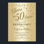 Convite Festa de aniversário 50 Dourada<br><div class="desc">design de Elegante do Convite de aniversário 50º com efeito de ouro brilhante e folha de ouro falso. Anima-te a 50 anos!</div>