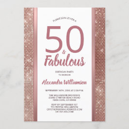 Convite festa de aniversário 50 e Fabuloso, Dourado Glam 5