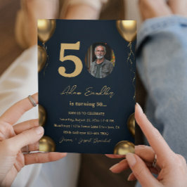 Convite Festa de aniversário 50 simples e elegante