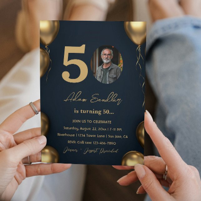 Convite Festa de aniversário 50 simples e elegante (Criador carregado)
