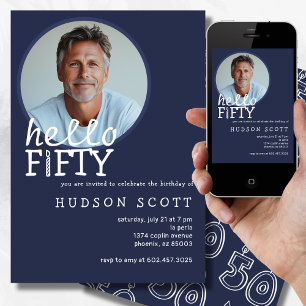 Convite festa de aniversário 50th Hello 50 Photo Marinho B