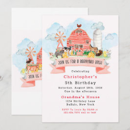 Convite Festa de aniversário 5 de Animais da Fazenda Bash