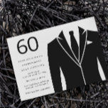 Convite Festa de aniversário 60ª com naipe preto<br><div class="desc">Convite de aniversário Black Suit & Tie 60th Ver coleção correspondente em Niche e Nest Store Muitos obrigados</div>