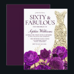 Convite Festa de aniversário 60ª com palhaço roxo e Dourad<br><div class="desc">Convite de aniversário 60º com palhaço roxo e Dourado Ver coleção correspondente em Niche e Nest Store Muitos obrigados</div>