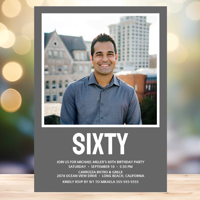 Convite Festa de aniversário 60ª Foto do SEXTY Moderno (Criador carregado)
