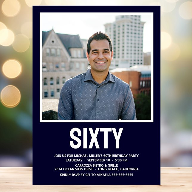 Convite Festa de aniversário 60ª Foto do SEXTY Moderno (Criador carregado)