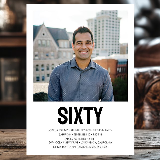 Convite Festa de aniversário 60ª Foto do SEXTY Moderno (Criador carregado)