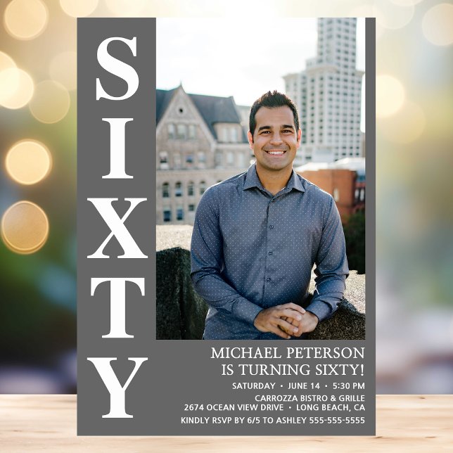 Convite Festa de aniversário 60ª Foto do SEXTY Moderno (Criador carregado)