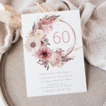 Convite Festa de aniversário 60ª Frente de Lâmpada Boêmia<br><div class="desc">Bohemian Blush Wreath 60th Convite de aniversário Veja nossa coleção para muitos mais convites e itens correspondentes Também disponíveis como um convite para download digital.</div>