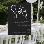 Convite Festa de aniversário 60ª preto simples<br><div class="desc">60º convite de festas de aniversário. Texto preto e branco. Simples. Apenas texto. Arredondado.</div>