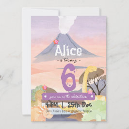 Convite Festa de aniversário 6 personalizada do Dinossauro