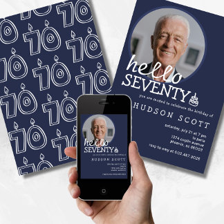 Convite Festa de aniversário 70 Mens Fotografia Setenta Ma