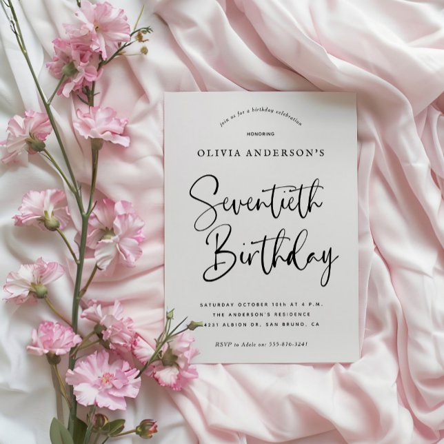 Convite Festa de aniversário 70 | Tipografia branca e negr (Criador carregado)