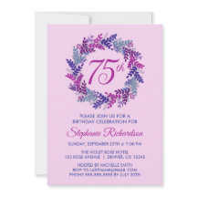 Festa de aniversário 75, rosada e roxa