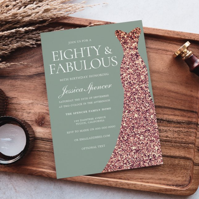 Convite Festa de aniversário 80 do suporte do rosa Dourado (Criador carregado)