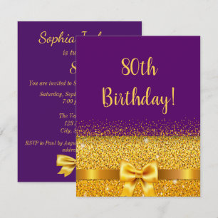 Convite festa de aniversário 80 no brilho do arco de ouro 