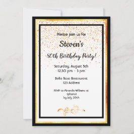 Convite festa de aniversário 80 preto branco e azul